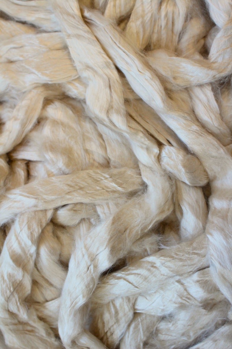 Mint Infused Cellulose Fiber Combed Top for Spinning Felting or Doll Hair Fiber Fibers Undyed Plant Vegan Seaweed image 5