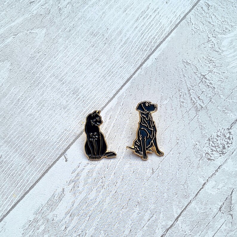 Black Cat Pin and Black Labrador Pin Badge - Etsy
