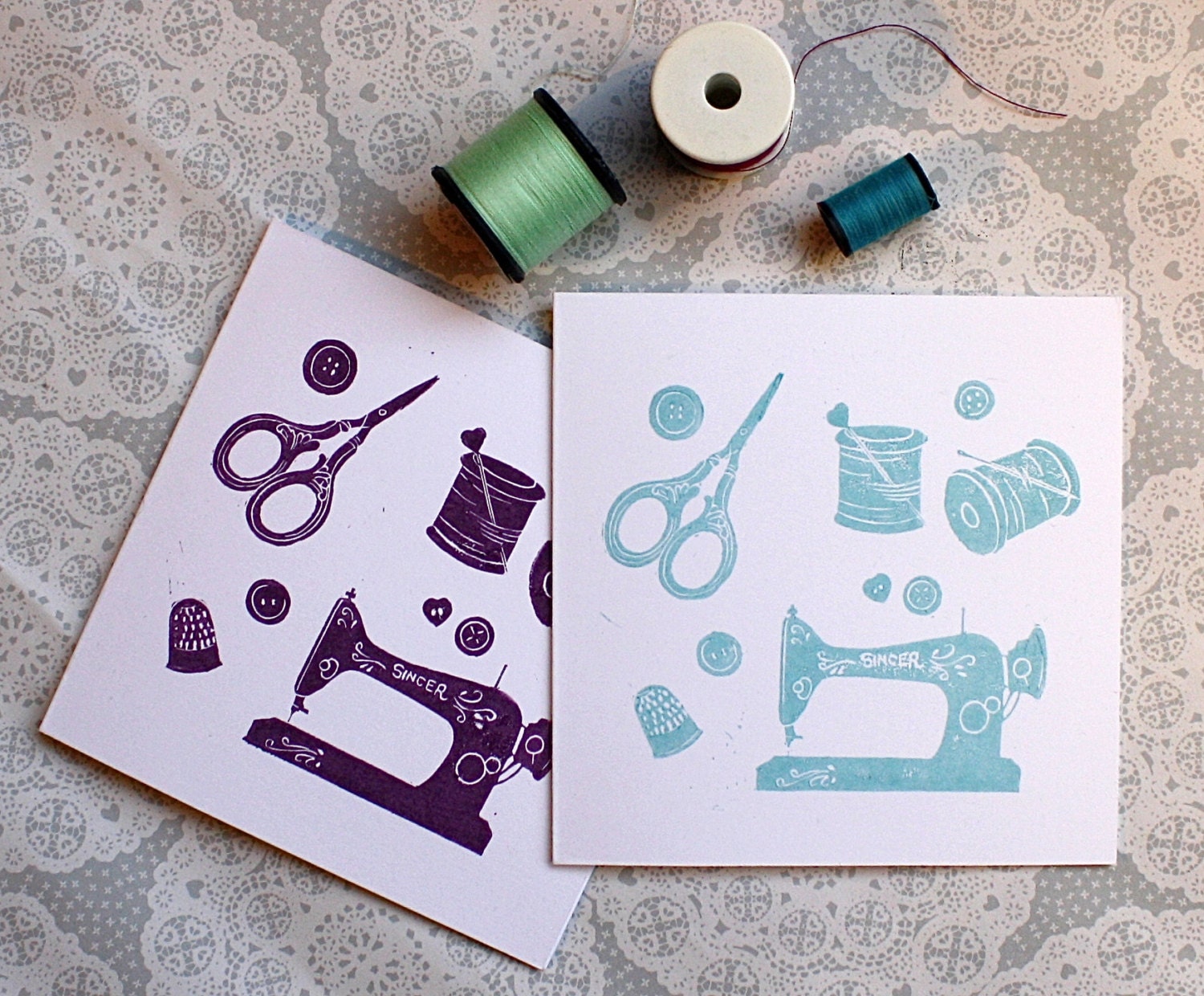 Vintage Sewing machine greetings card Dressmaking Quilting Etsy