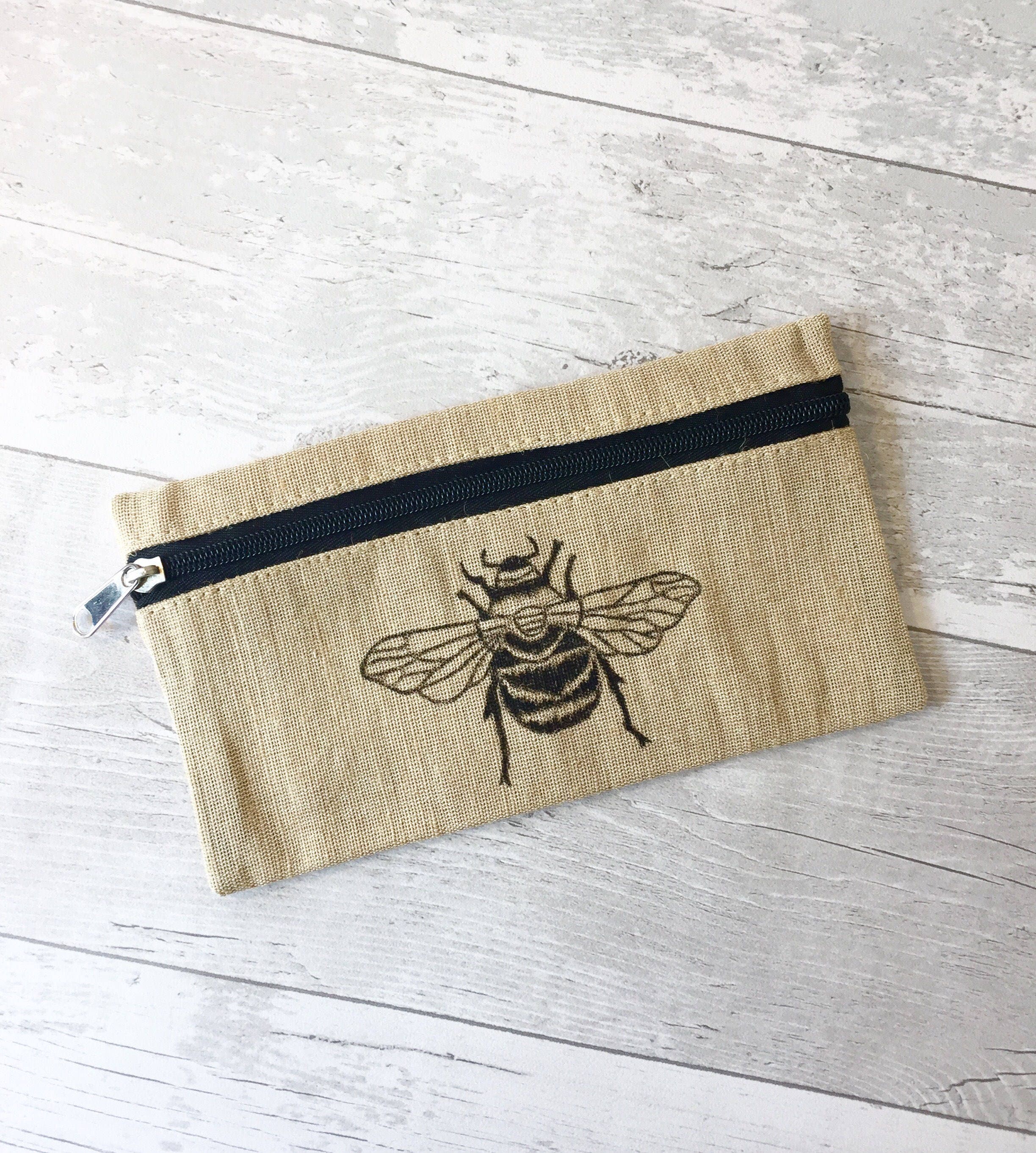 Bumble bee Pencil case Bee print zip bag | Etsy