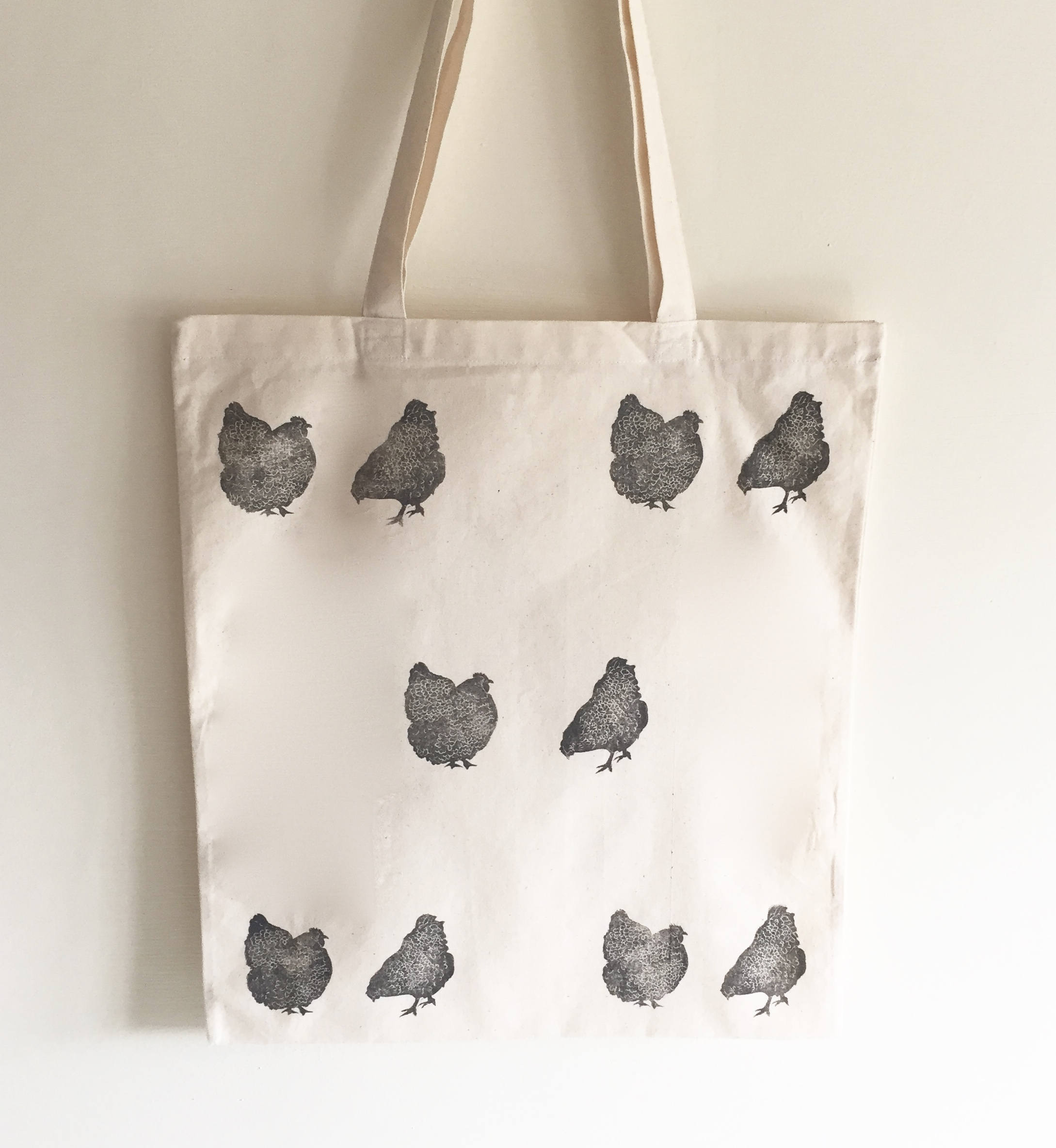 Chicken Tote Bag Hen print Grey chickens farm animals Etsy
