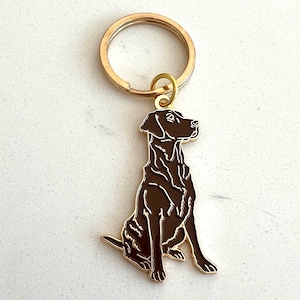 Chocolate Labrador dog keyring