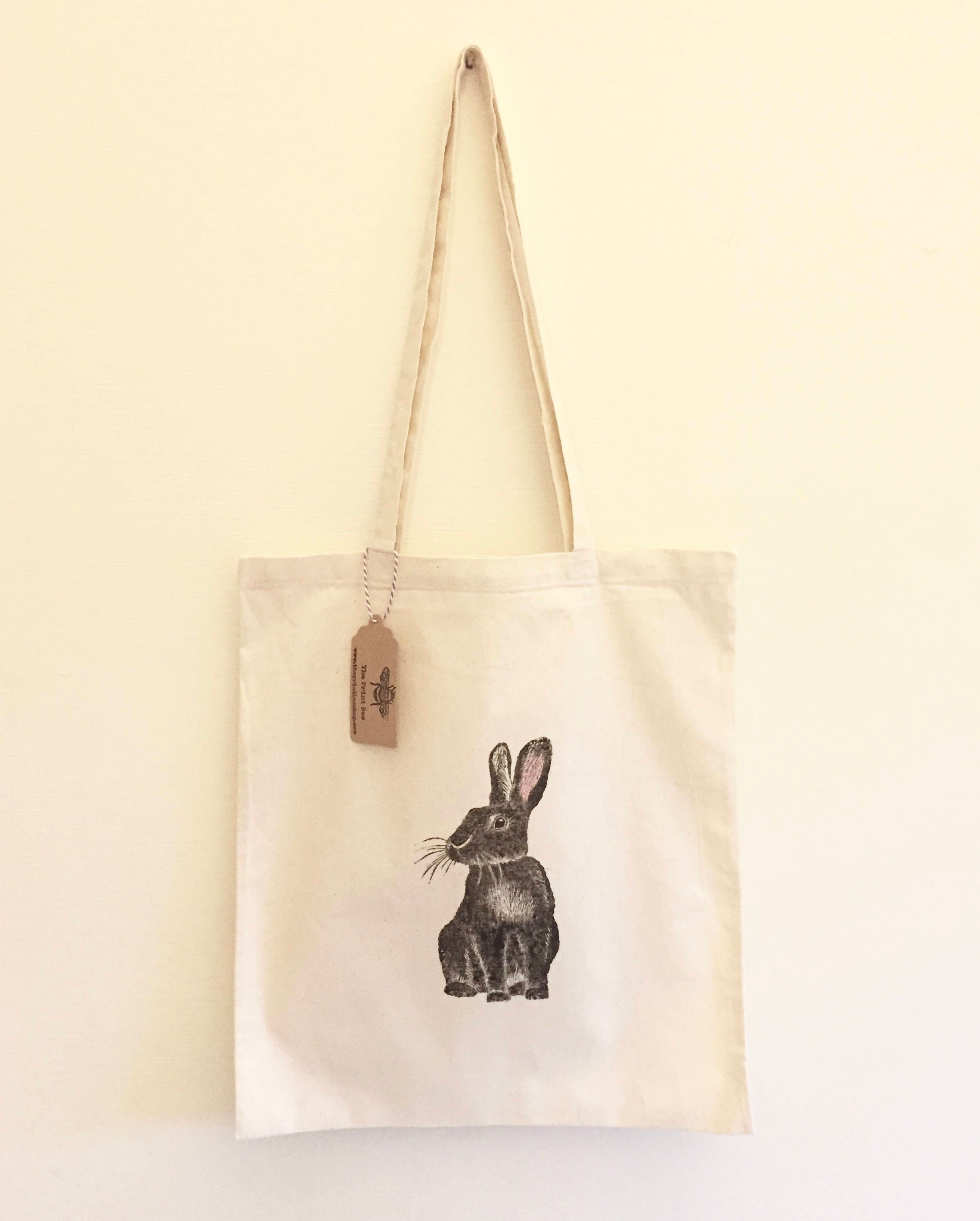 Bunny rabbit Tote Bag 100 cotton Eco friendly Reusable Etsy