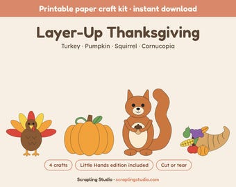 Utilizzo in classe e in terapia: Layer-Up Thanksgiving: 4 lavoretti di carta stampabili (standard + manine dei più piccoli)