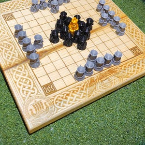 Hnefatafl Viking Chess Board, Handmade Wooden Norse Strategy Game, Viking Gift for Gamers and LARP Enthusiasts