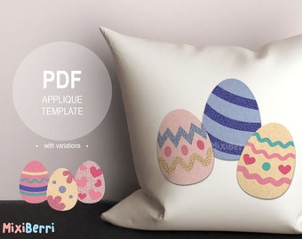 6 in 1 Easter Eggs Collection Applique Template PDF Instant Download, DIY Applique, Easter Design, Free Grasses Template Included