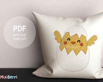 Hatching Chick Applique Template PDF Instant Download, Easter, Baby Chick, Cute Applique Template, Animal