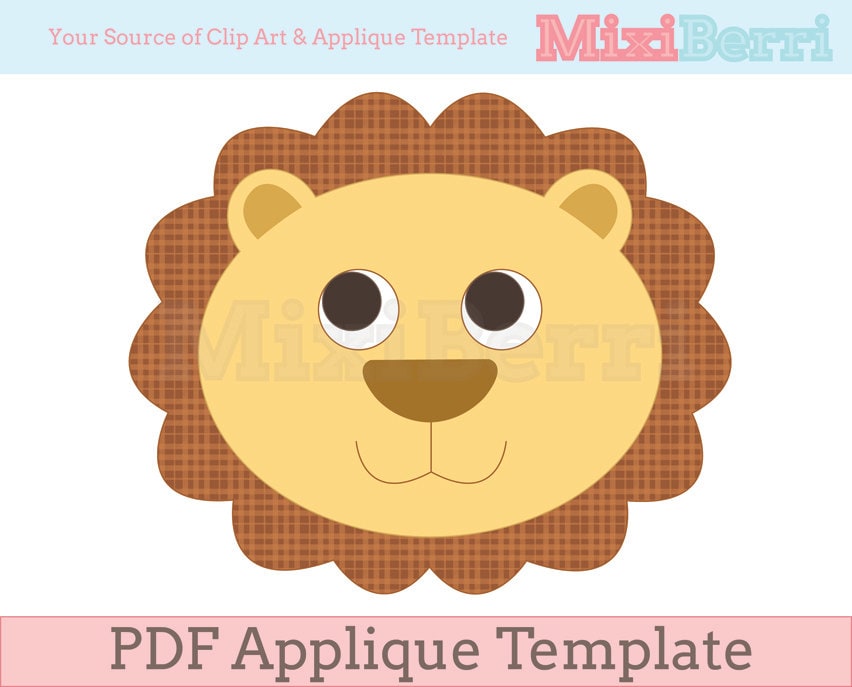 Lion Applique Template PDF | Etsy
