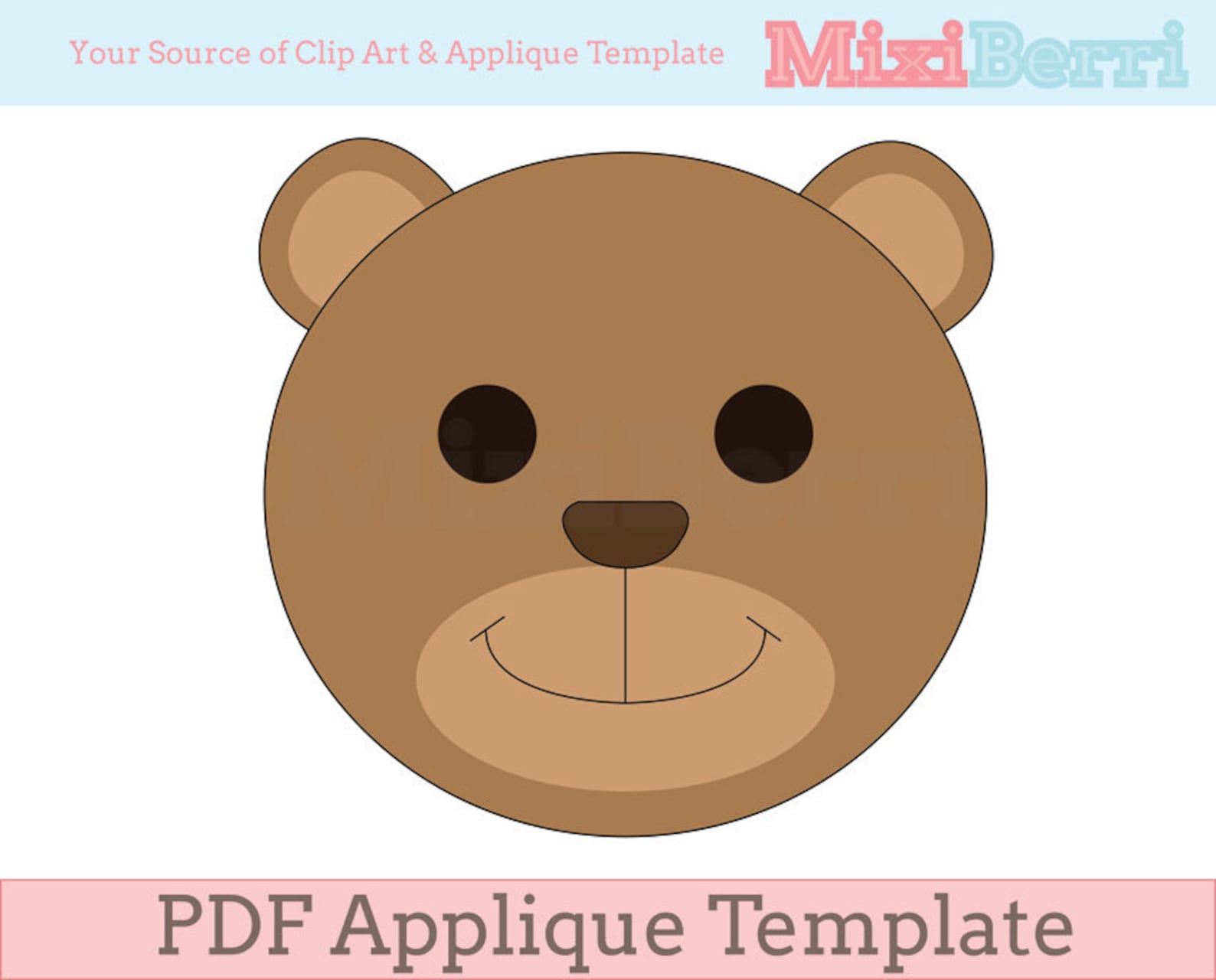 Teddy Bear Applique Template PDF Instant Download Quilt Applique ...