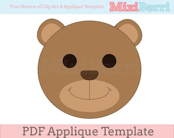 Teddy Bear Applique Template PDF Instant Download Quilt Applique Pattern Template Sewing Applique Quilting