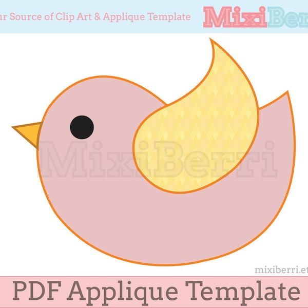 Flying Bird Applique Template PDF Instant Download