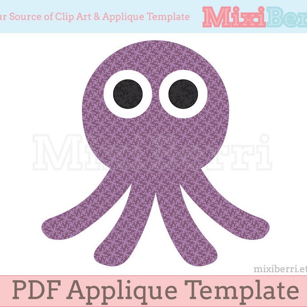 Octopus Applique Template PDF, Sea Animal Applique Pattern, Quilt Applique, DIY, Hand Sewn Applique Pattern, Instant Download