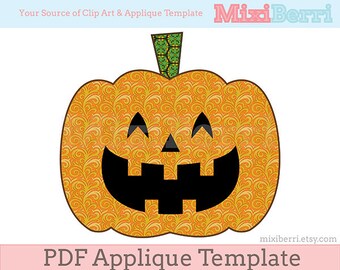 Happy Halloween Pumpkin Applique Template PDF Instant Download Applique Pattern