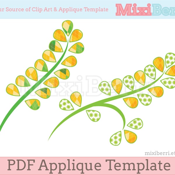 Vine Leaves Applique Template Instant Download for Crafts,Embroidery,Quilting,Sewing,Cards,Invitations,Handsewn DIY Applique Pattern PDF