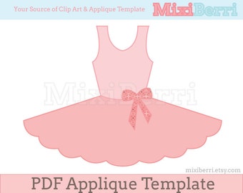 Ballet Tutu Dress Applique Pattern PDF Applique Template Instant Download