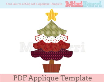 Cute Christmas Tree Applique Template PDF Instant Download