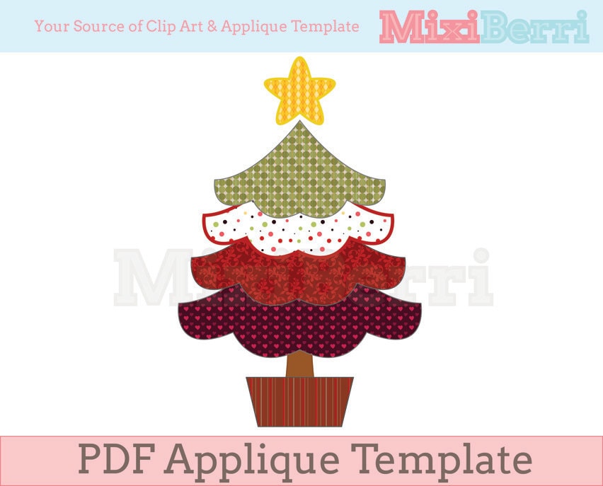 Tree Applique Pattern Printable Cute Christmas Tree Applique Template PDF Instant Download - Etsy