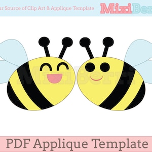 Happy Bees Applique Template PDF Instant Download