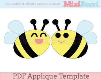 Happy Bees Applique Template PDF Instant Download