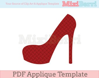 High Heel Applique Template PDF Instant Download