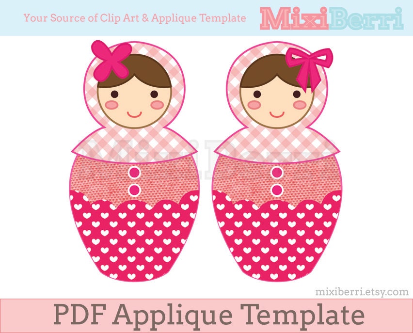 Matroshka Russian Doll Applique Template PDF Instant Download - Etsy