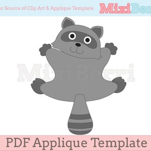 Modello di applique con vista posteriore di procione Modello di applique PDF, modello di animali del bosco, download immediato
