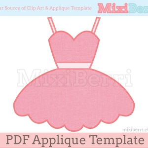 Ballerina Tutu Dress Appliqué Template PDF Applique Pattern Instant Download
