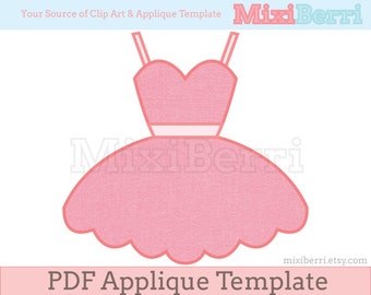 Ballerina Tutu Dress Appliqué Template PDF Applique Pattern Instant Download