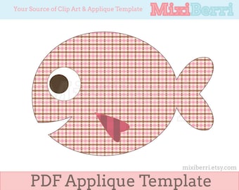 Applique Pattern Smiling Fish PDF, Sea Animal Applique Template, Applique Pattern, Cute, Kawaii, DIY Applique Template, Instant Download