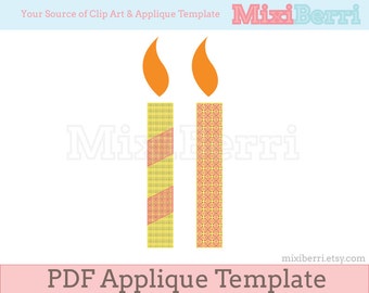 Candle Applique Template PDF Applique Pattern 2 Designs Instant Download