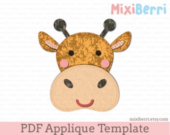 Modello applique giraffa PDF Download istantaneo, applique animali, modello applique trapunta, applique fai da te