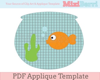 Fish in Fishbowl Applique Template PDF