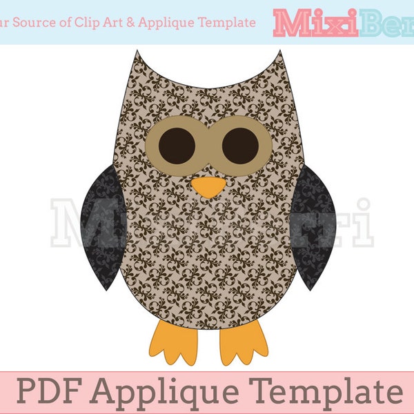 Applique Template Brown Owl PDF Instant Download