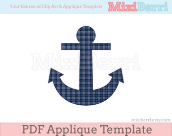 Anchor Applique Pattern PDF Applique Template Instant Download