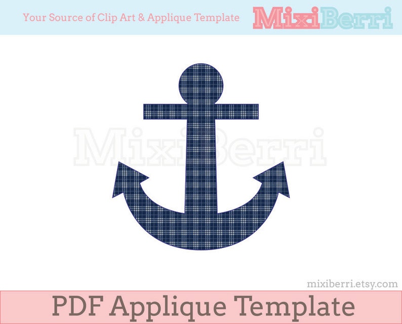 Anchor Applique Pattern PDF Applique Template Instant Download image 1