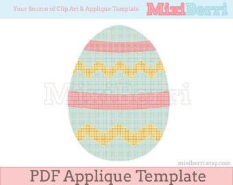 Easter Egg Applique Pattern - PDF Applique Template Instant Download