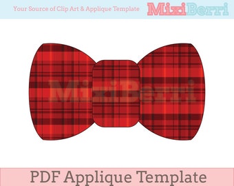 Bow Tie Applique Template PDF Instant Download
