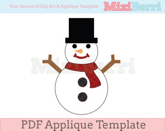 Snowman Applique Template PDF Instant Download