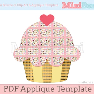 Cupcake Applique Template PDF / Applique Pattern Instant Download