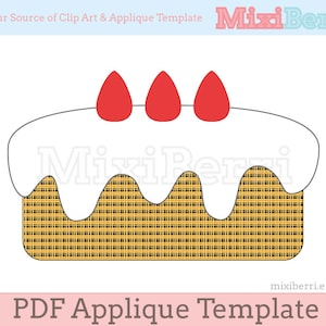 Strawberry Cake Applique Template PDF / Applique Pattern, Baking Applique, Instant Download