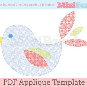 Lovely Bird Applique Template PDF Instant Download