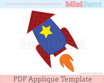 Rocket Applique Sewing Pattern PDF Applique Template Instant Download