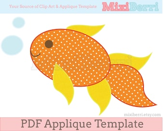 Goldfish Applique Pattern Fish Applique Template PDF Instant Download
