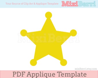 Sheriff Star Badge Applique Template PDF Instant Download