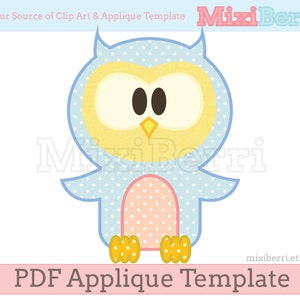 Funny Owl Applique Template PDF Applique Pattern Instant Download