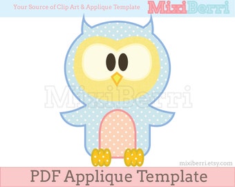 Funny Owl Applique Template PDF Applique Pattern Instant Download