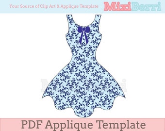 PDF Applique Template - Dress, Dress Applique Pattern, DIY Applique, Fashion Applique, Instant Download