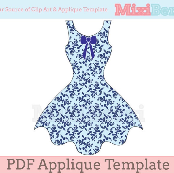 PDF Applique Template - Dress, Dress Applique Pattern, DIY Applique, Fashion Applique, Instant Download