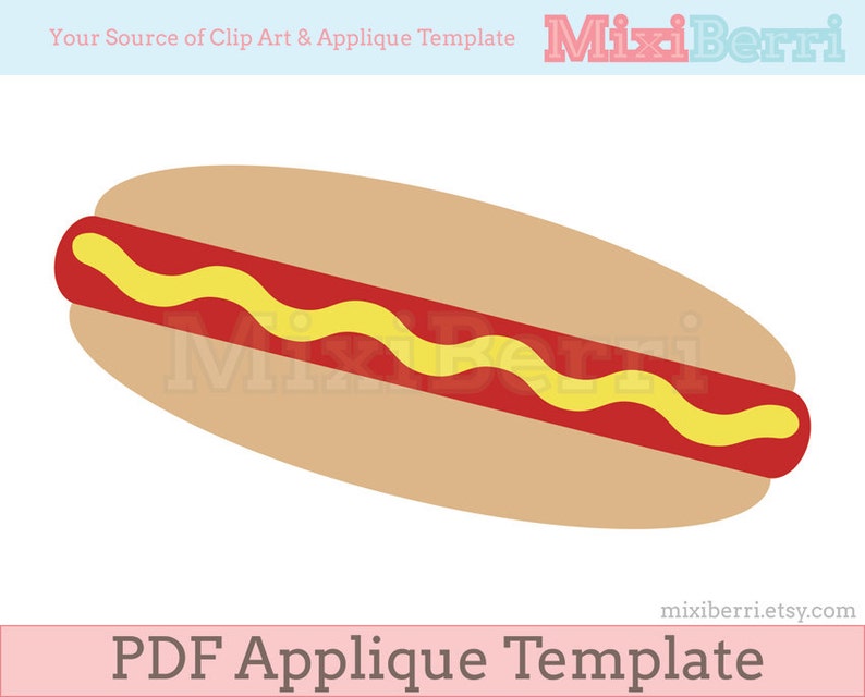 Hot Dog Applique Template PDF Instant Download Etsy