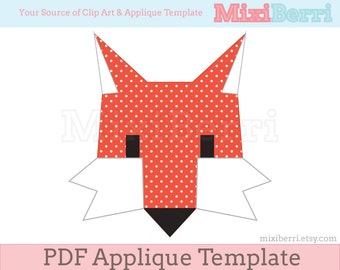 Plantilla de aplique de zorro Diseño geométrico del bosque Descarga instantánea para manualidades Edredón Apliques Tarjetas de costura Invitaciones Patrón de apliques PDF